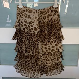 Vintage Talbots Leopard Print Ruffle Skirt Size 16W